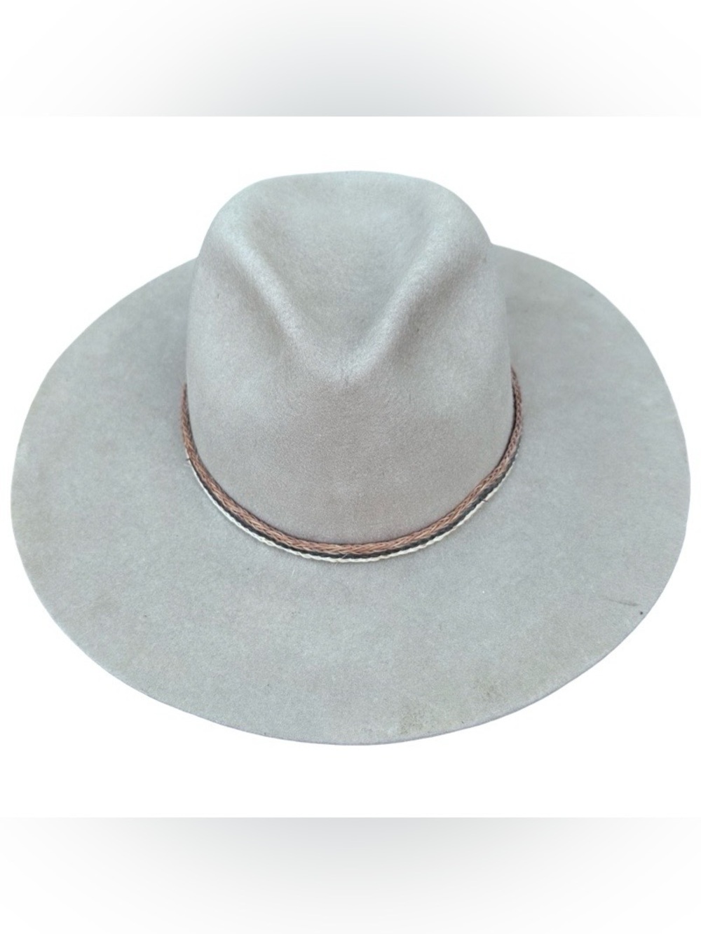 Brixton Light Gray Felt Fedora with Braided Trim